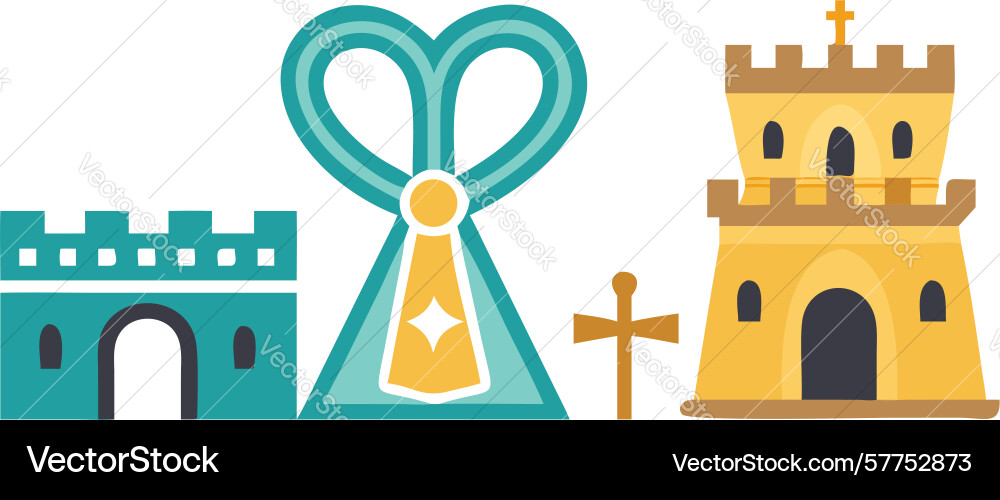 Castle with scissors key problem-solving design Vector Image