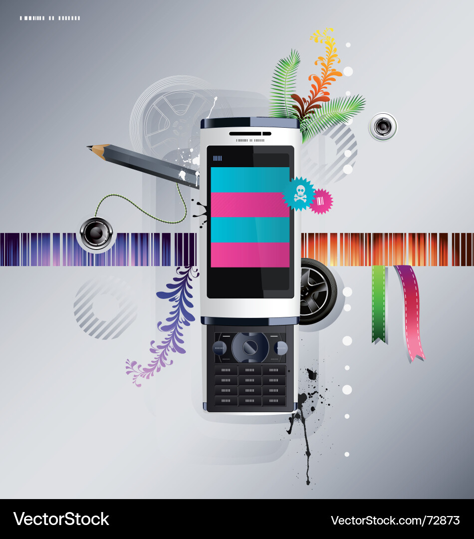 Cellular phone with pattern vector image