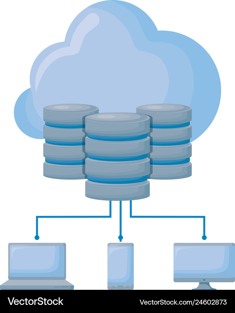 Cloud Computing mit Datendisketten und Computern Cloud Computing mit Datendisketten und Computern vektorbild