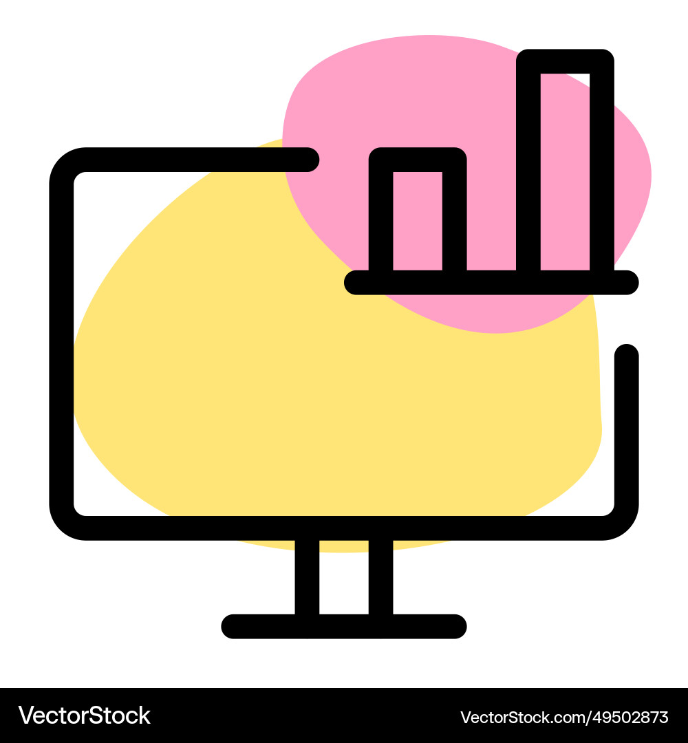 Data visualization on screen with a bar chart vector image
