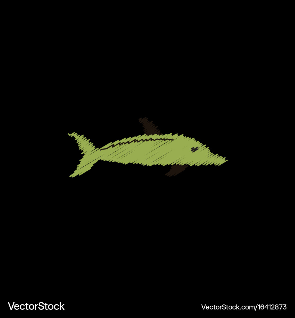Dolphin delphinus delphis in hatching style vector image