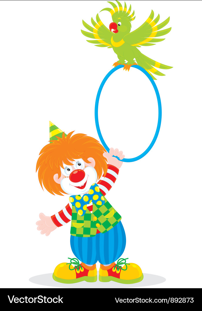 Funny Clown with Parrot Vector Image