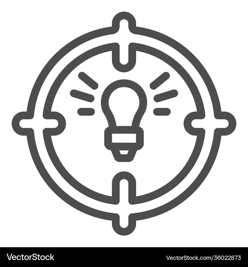 Lamp in target line icon startup concept Lamp in target line icon startup concept Vector Image
