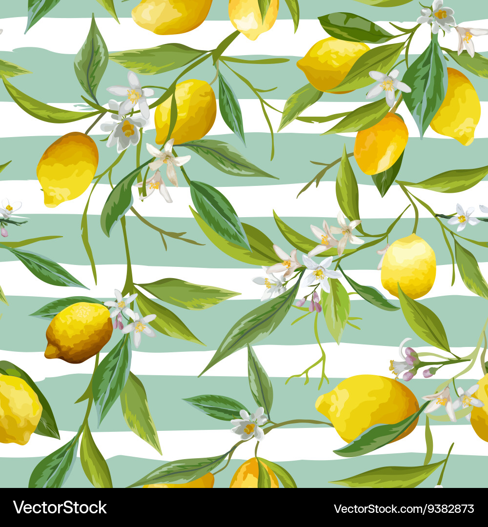 Lemon Fruit Seamless Pattern Vector Image