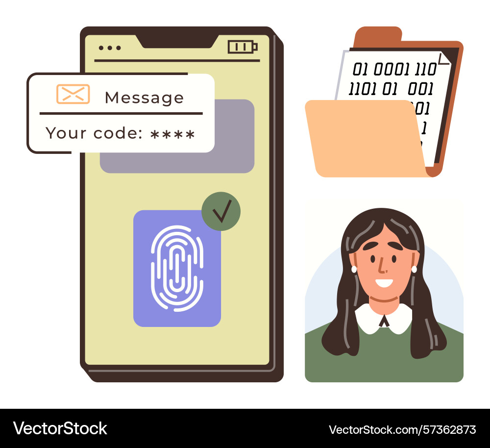 Mobile authentication with biometric fingerprint Mobile authentication with biometric fingerprint vector image