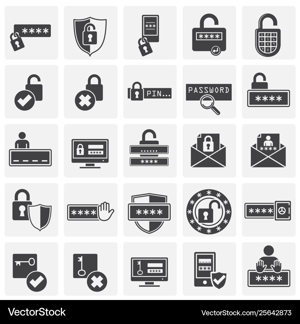 Password related icons set on background Password related icons set on background vector image