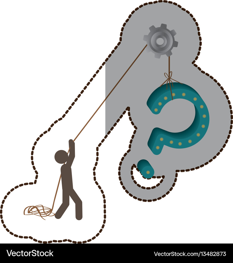 Person Pulling Question Mark with Loop Vector Image
