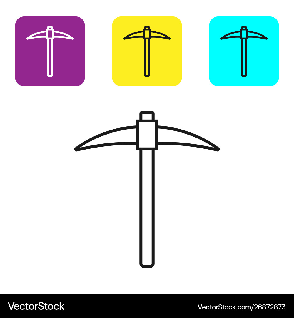 Schwarze Linie Pickaxe-Symbol auf weißem Hintergrund Schwarze Linie Pickaxe-Symbol auf weißem Hintergrund vektorbild