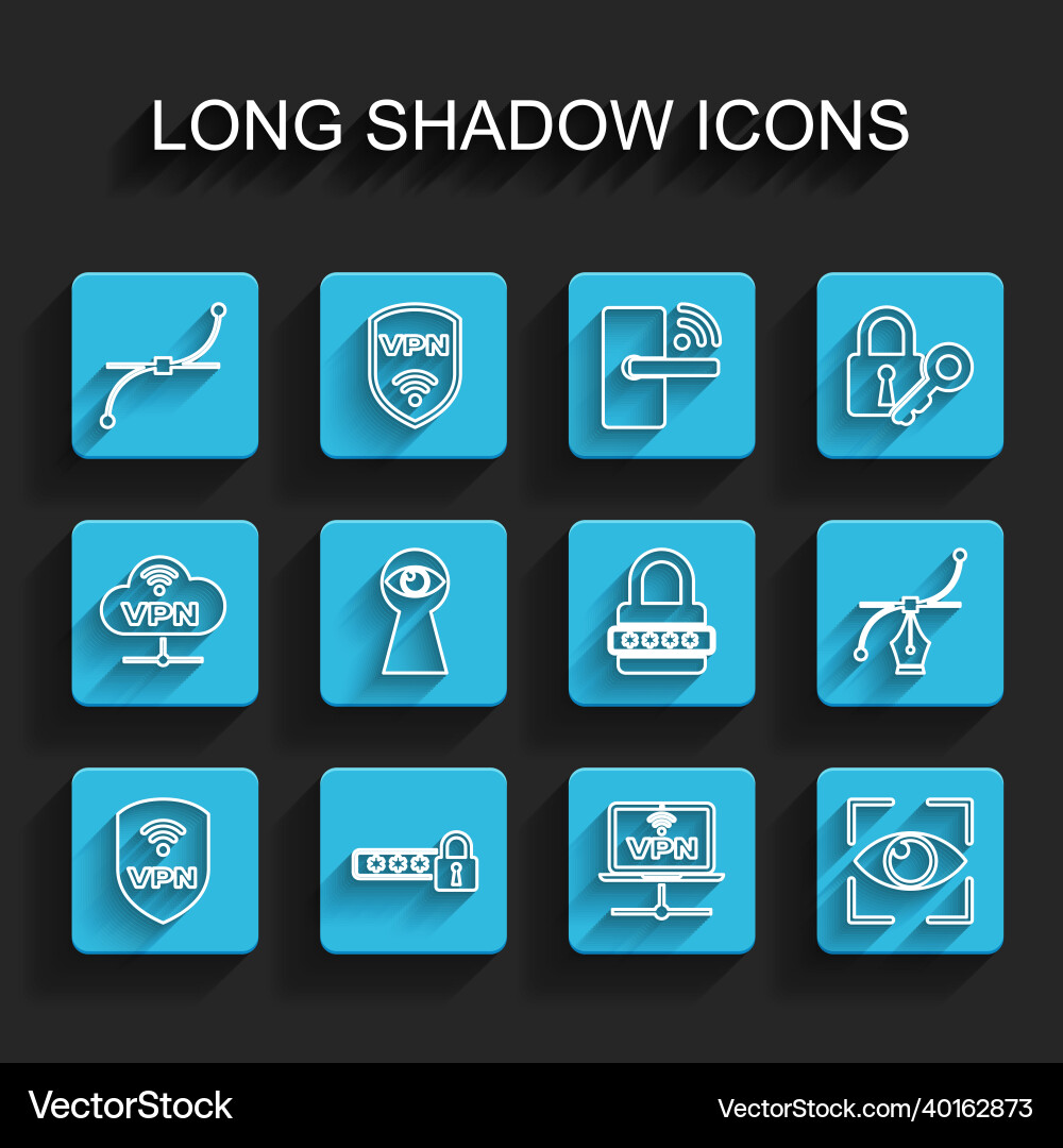 Set line shield with vpn wireless password Set line shield with vpn wireless password vector image