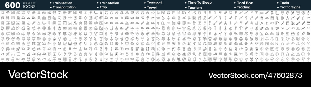 Set of 600 thin line icons in this bundle include Set of 600 thin line icons in this bundle include vector image