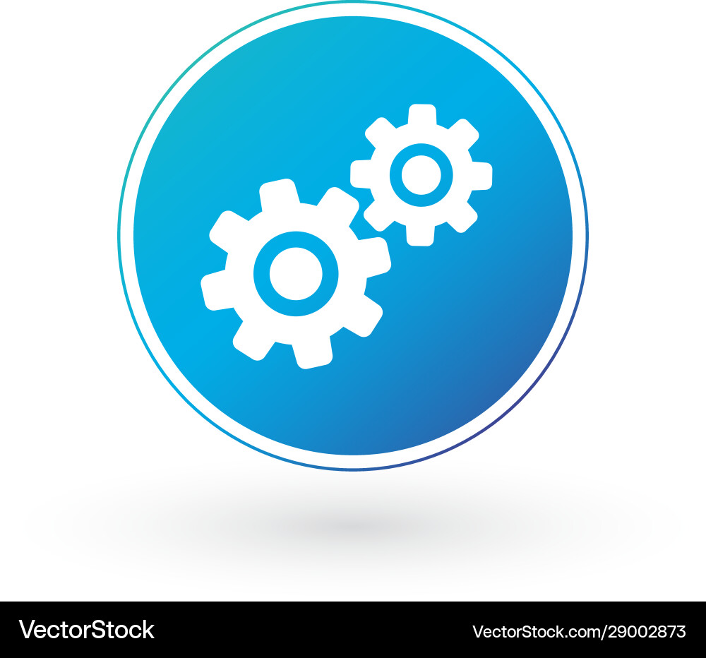 Settings ui blue button icon with shadow two vector image