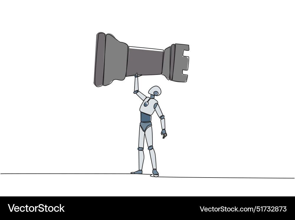 Single continuous line drawing robot smart Single continuous line drawing robot smart vector image