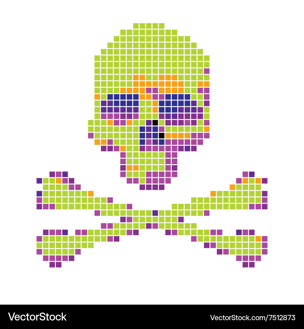 Skull and crossbones collected from pixels Vector Image