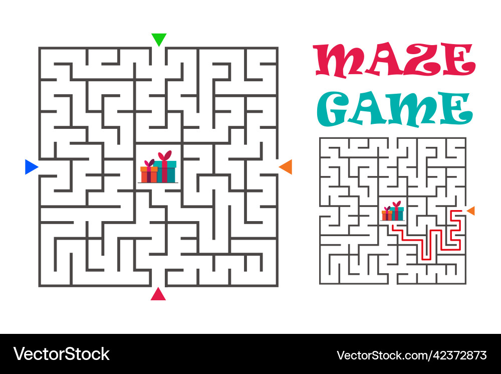 Square maze labyrinth game for kids logic vector image