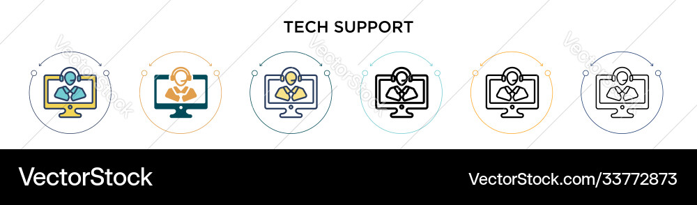 Tech Support Icon - Thin Outline vector image