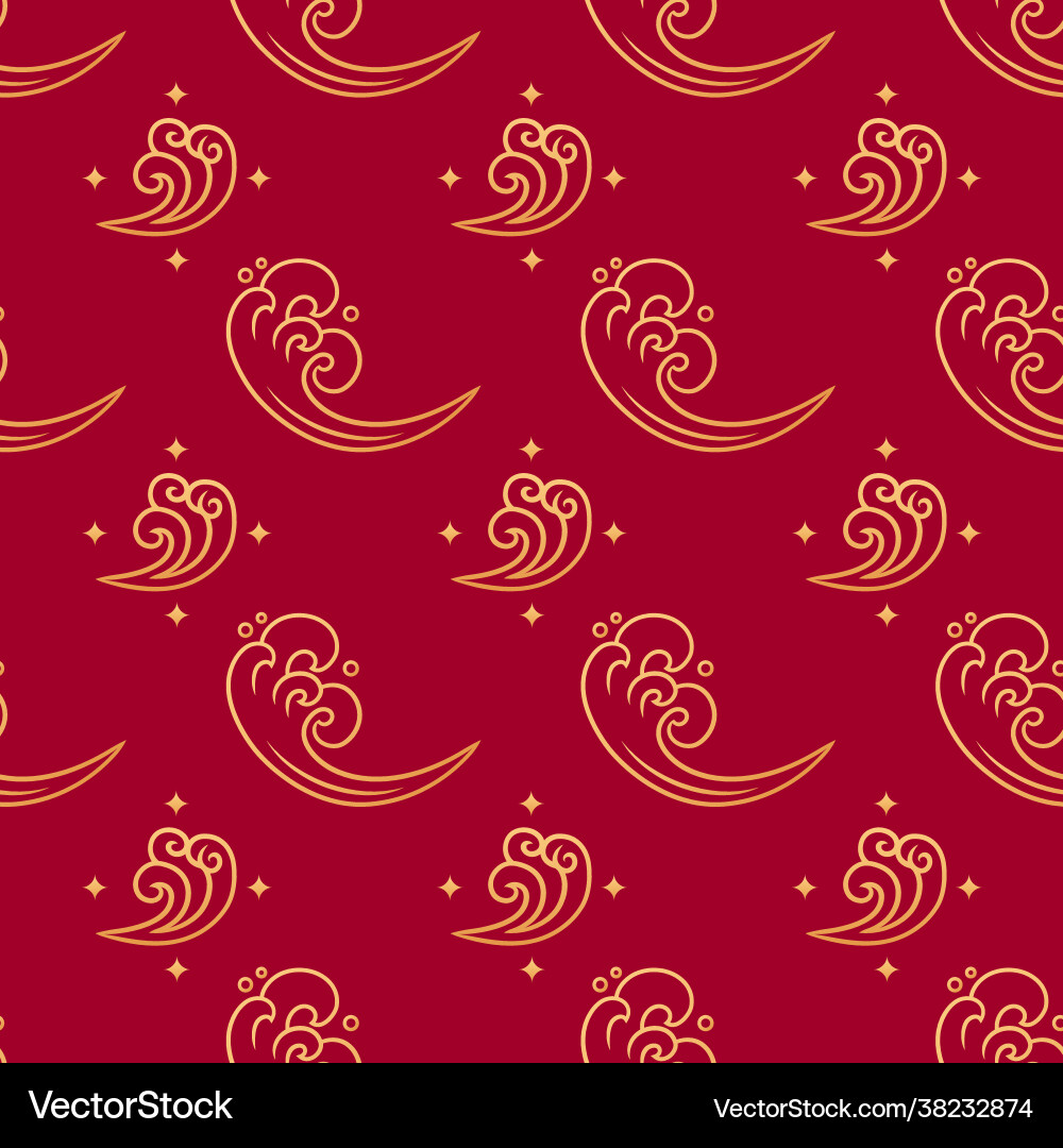 Chinese marine seamless pattern with waves Chinese marine seamless pattern with waves vector image