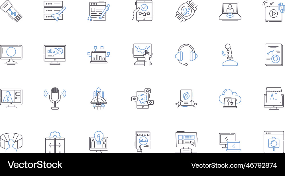 Cognitive computing line icons collection Cognitive computing line icons collection Vector Image