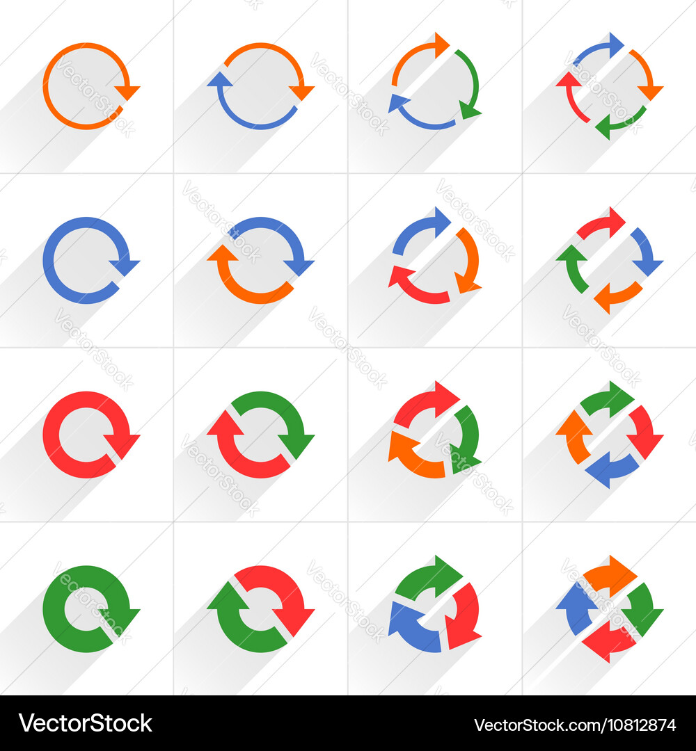 Color arrow icon refresh rotation repeat sign vector image