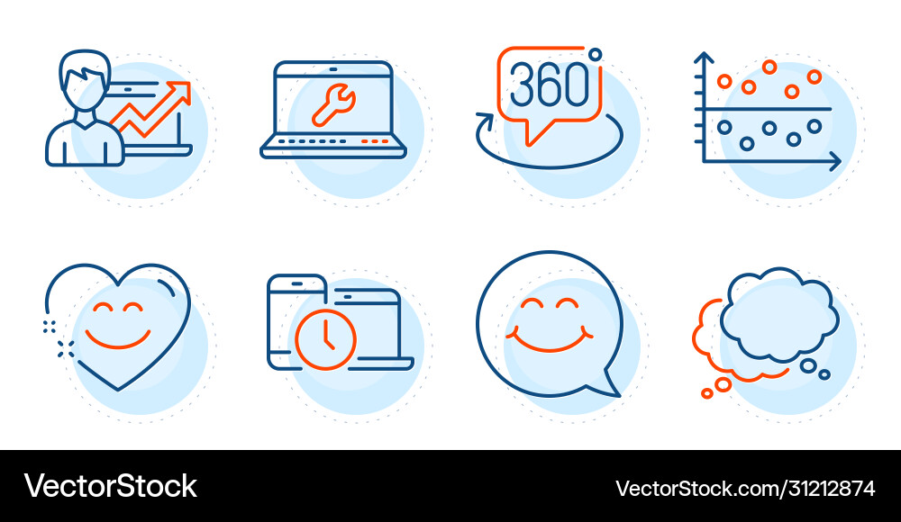 Dot plot speech bubble and smile face icons set Dot plot speech bubble and smile face icons set vector image