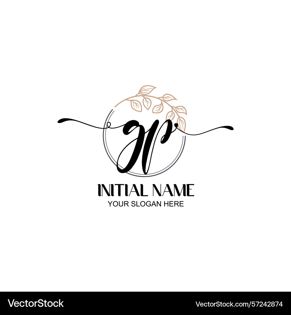 Elegant gp initial logo design with botanical Vector Image