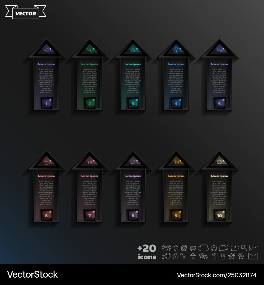 Infographic design list with colorful square vector image
