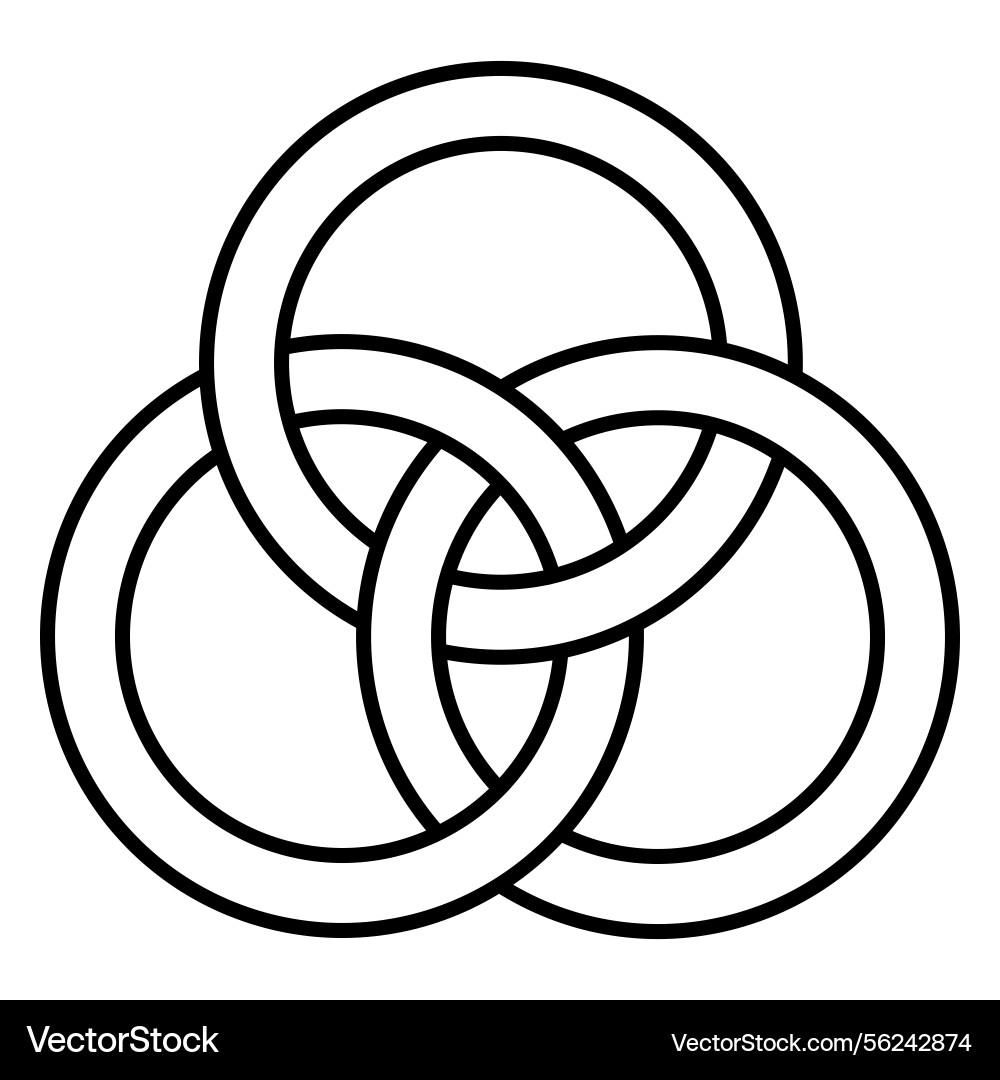 Interlocking circles trinity knot symbol unity Vector Image