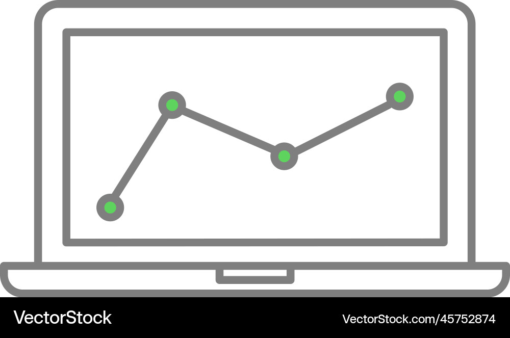 Laptop with graph chart on computer screen Vector Image