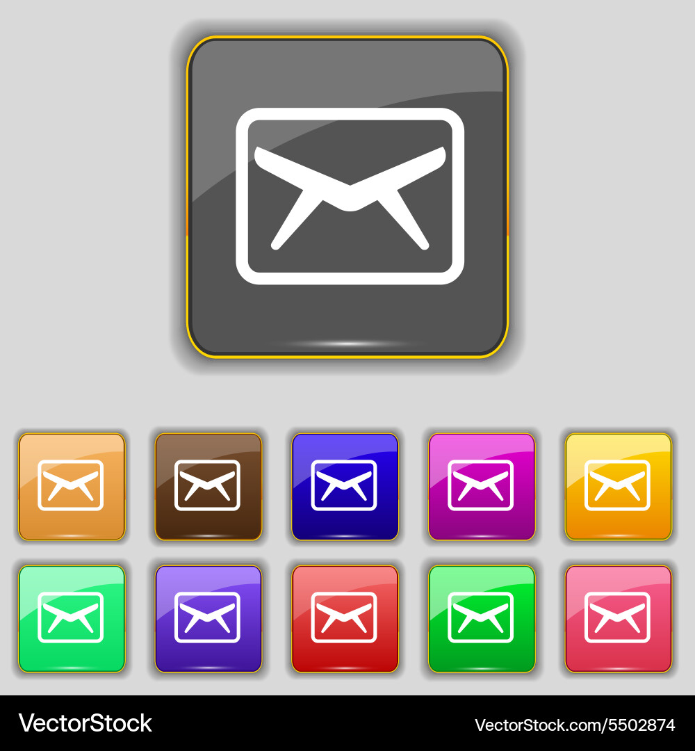 Mail envelope message icon sign set with eleven vector image