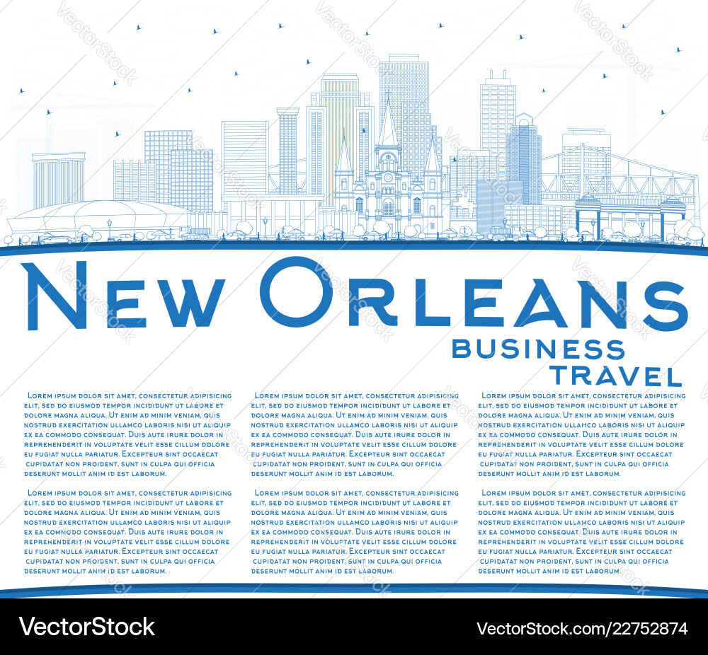 Outline new orleans louisiana city skyline vector image