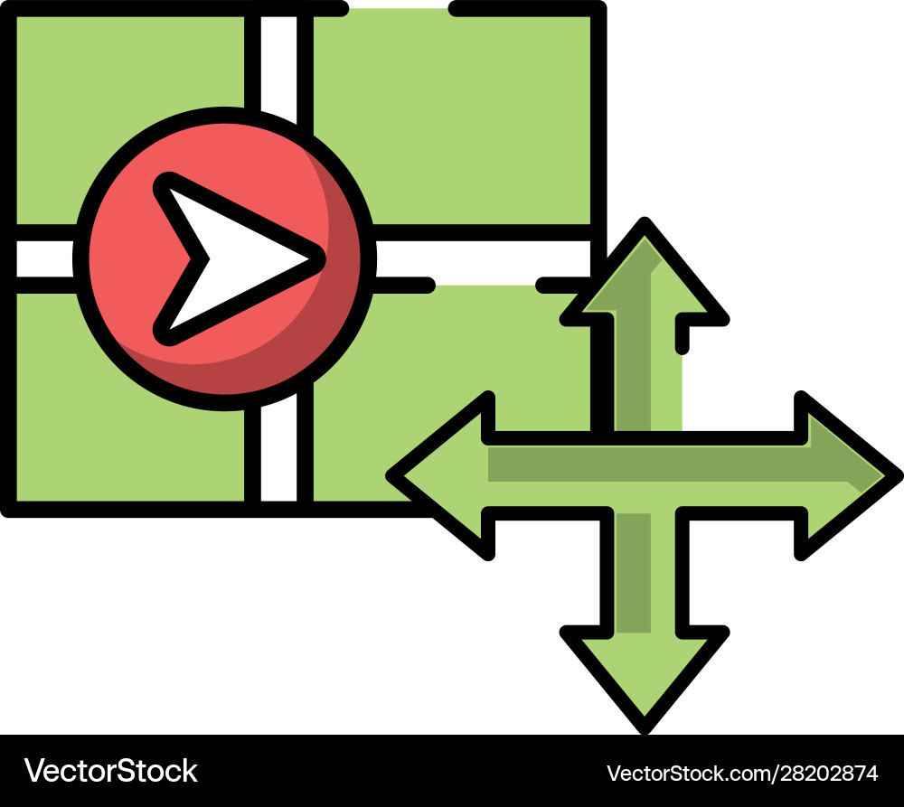 Paper map guide with traffic signal icon vector image
