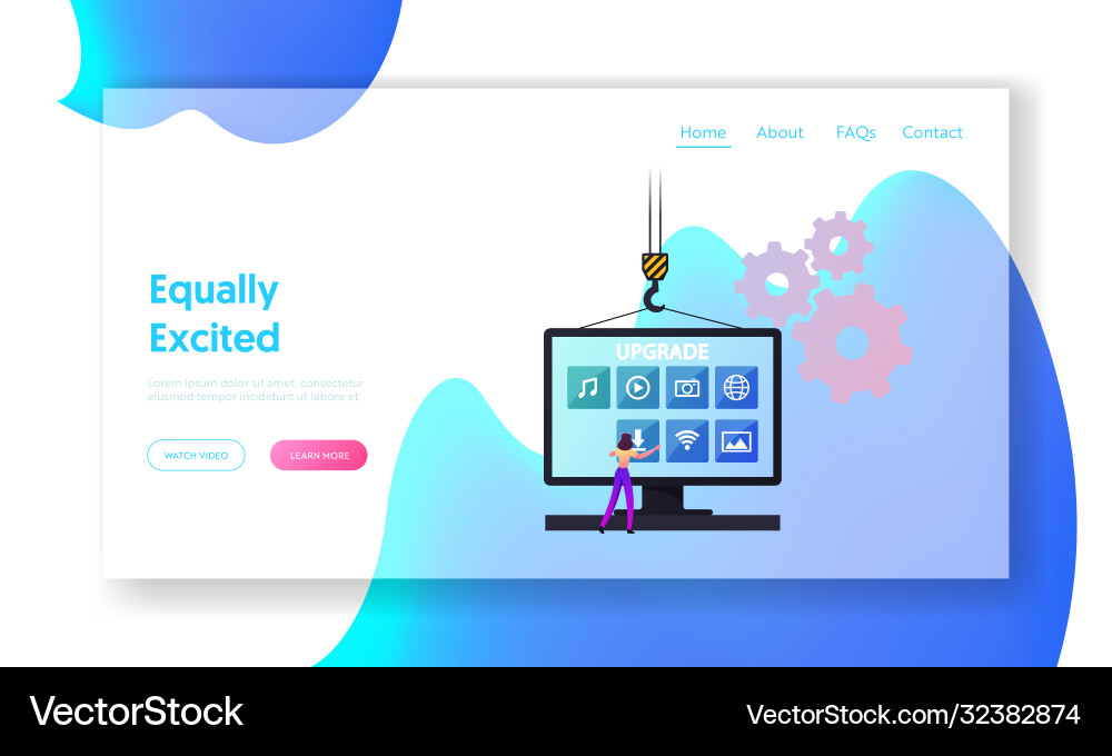 Program upgrading landing page template tiny Program upgrading landing page template tiny vector image