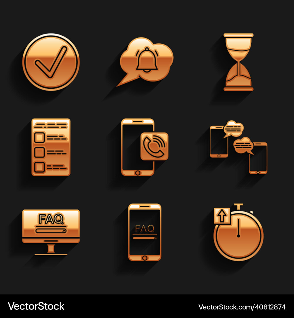 Set mobile phone call with faq information Set mobile phone call with faq information vector image