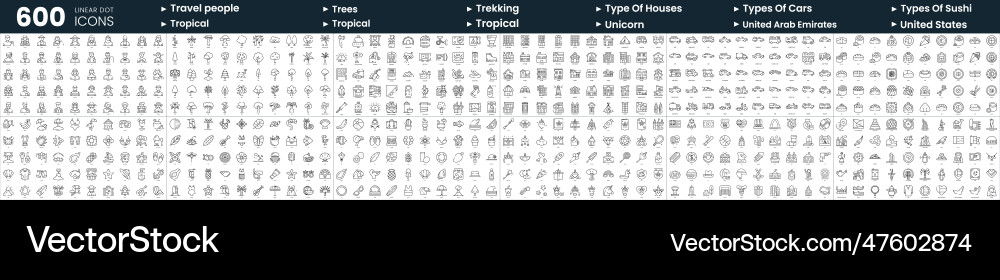Set of 600 thin line icons in this bundle include Set of 600 thin line icons in this bundle include vector image