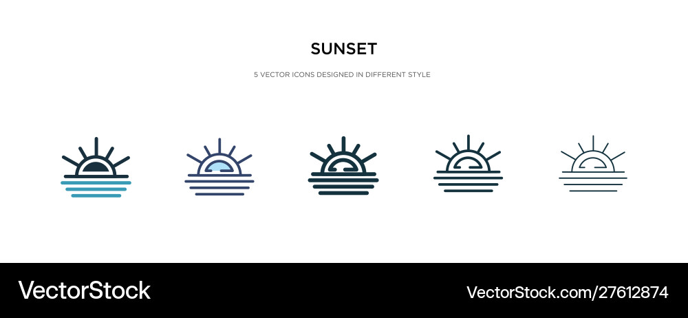 Sunset icon in different style two colored Vector Image