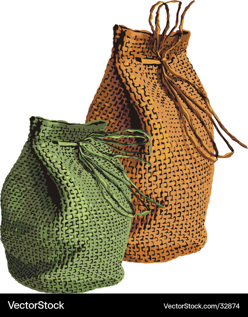 Two Wicker Sacks - Rustic Texture Vector Image