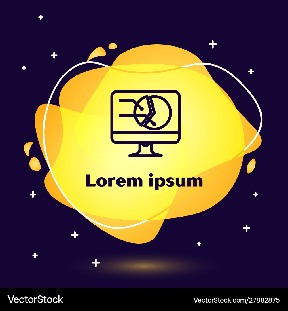 Black line computer monitor with graph chart icon Black line computer monitor with graph chart icon vector image