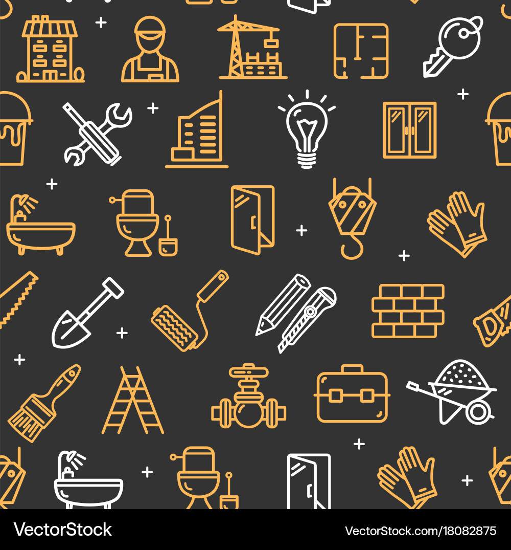 Building construction elements and tools pattern vector image