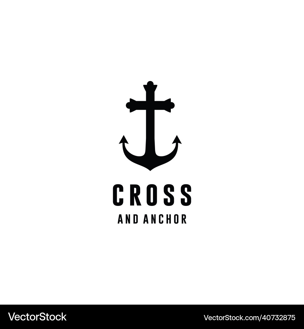 Church christian cross with anchor logo design Church christian cross with anchor logo design vector image
