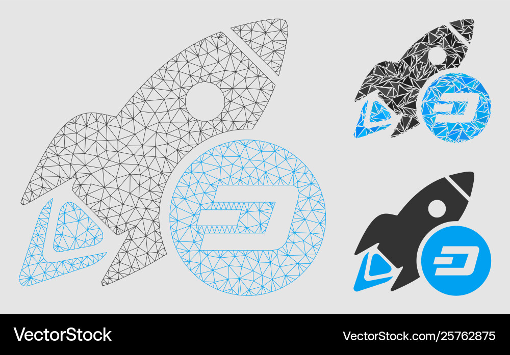 Dash rocket mesh 2d model and triangle Vector Image