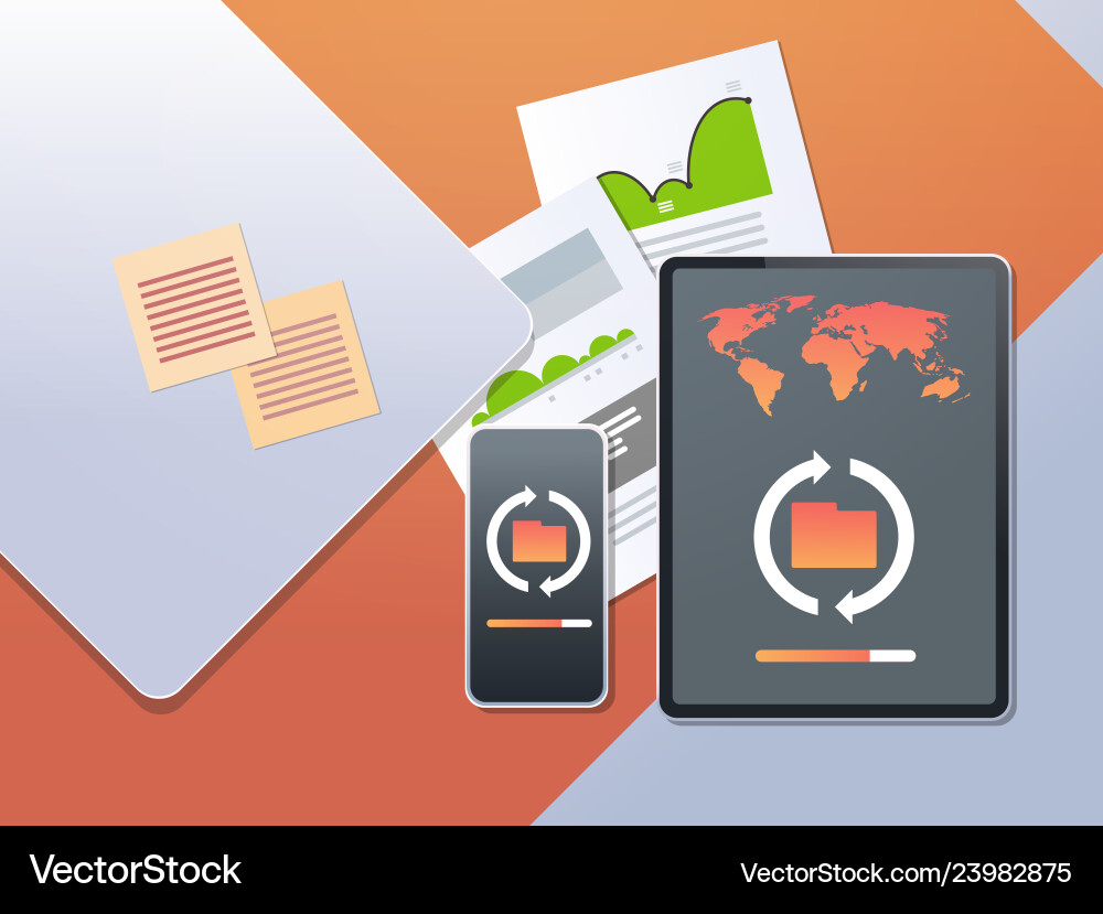 Data transfer cloud computer connection database Data transfer cloud computer connection database vector image