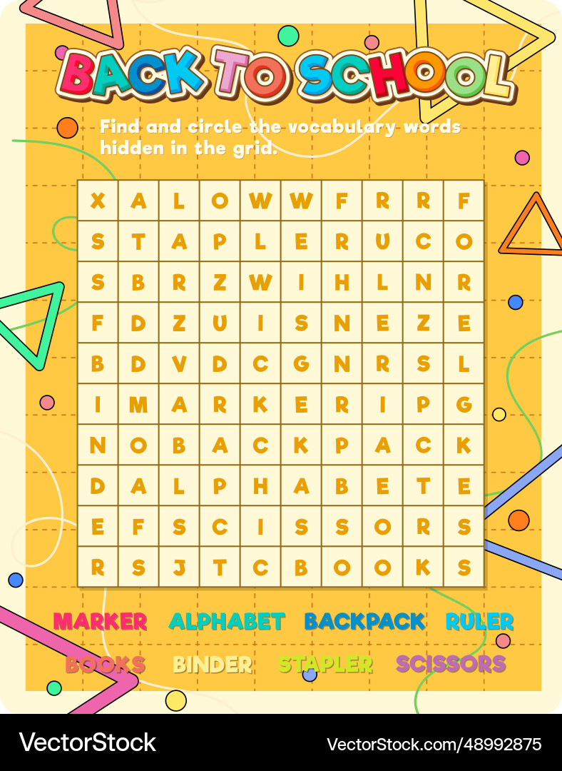 Find hidden words a logic game for learning vector image