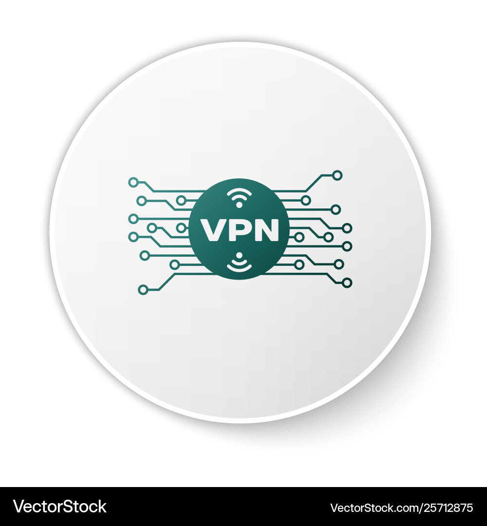 Green vpn in circle with microchip circuit icon Green vpn in circle with microchip circuit icon vector image