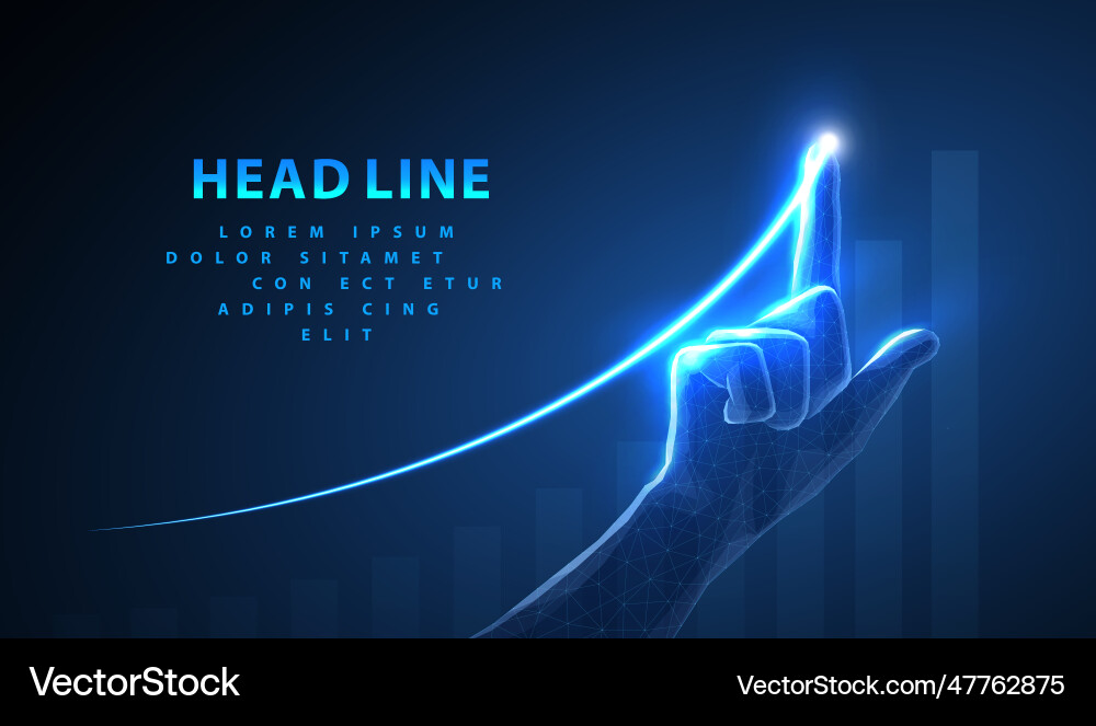 Growth rising success graph chart with a neon vector image