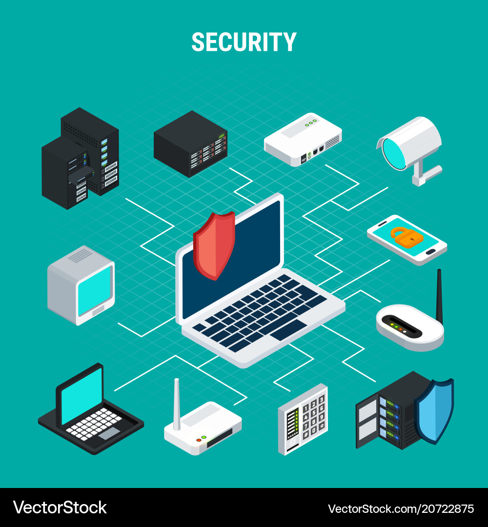 Security Data Exchange Isometric vector image