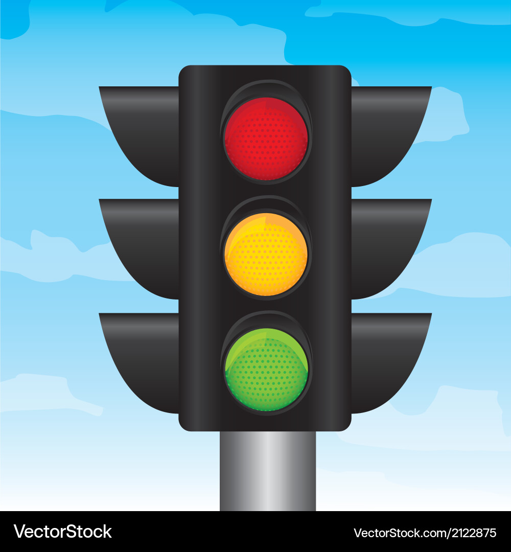 Semaphore with lights over sky background vector image