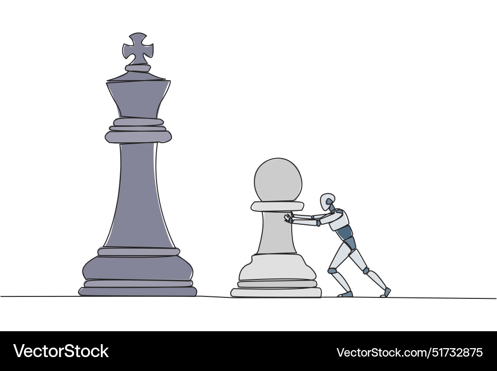 Single continuous line drawing smart robot future Single continuous line drawing smart robot future vector image