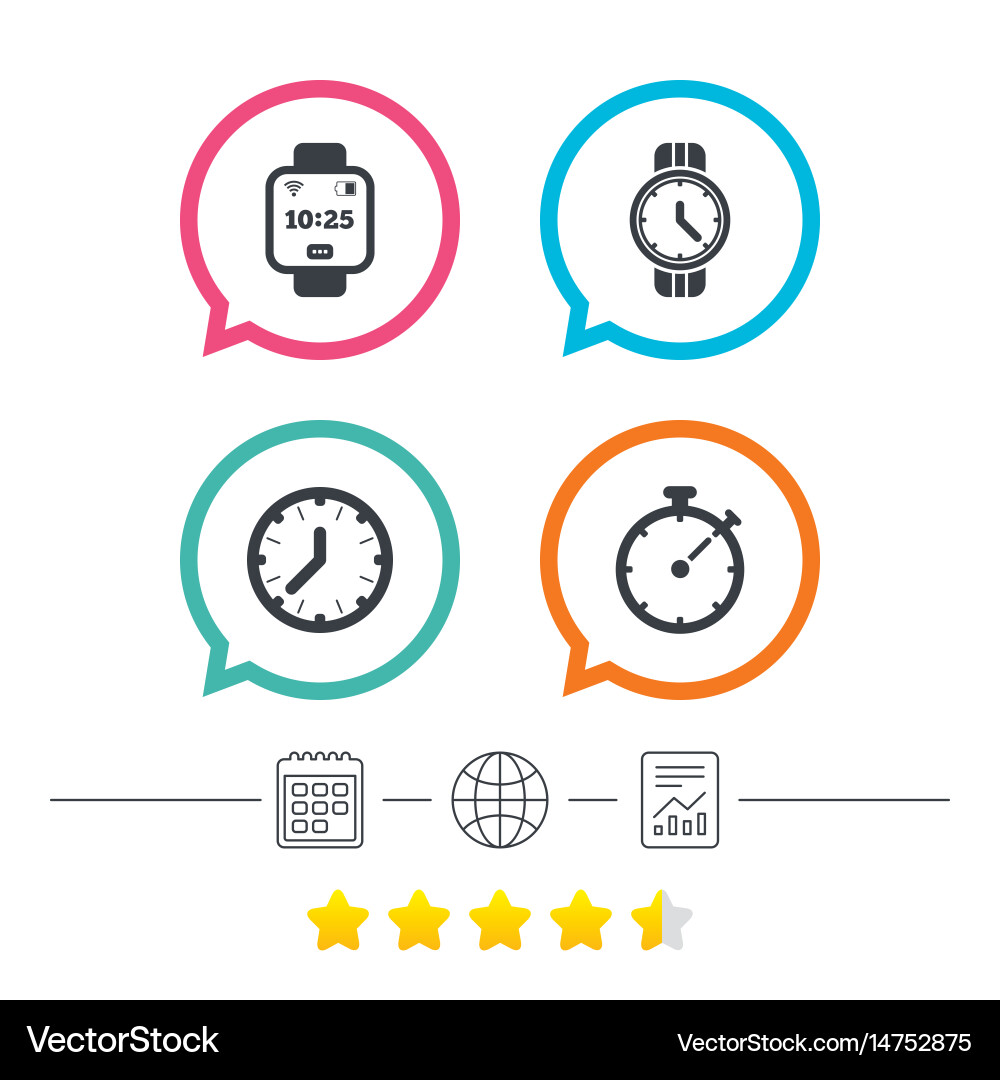 Smart watch mechanical clock time and timer vector image