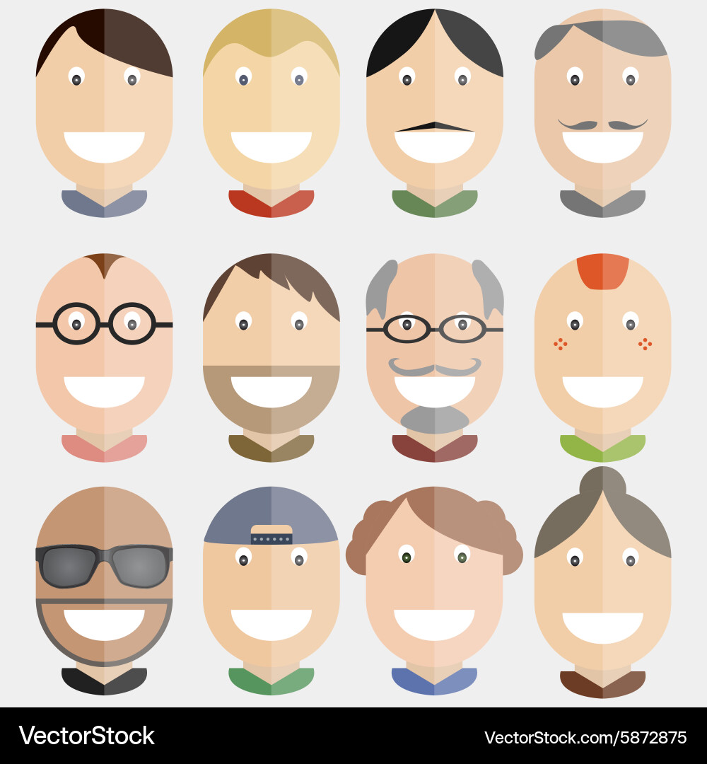 Smiling Faces Set Vector Image
