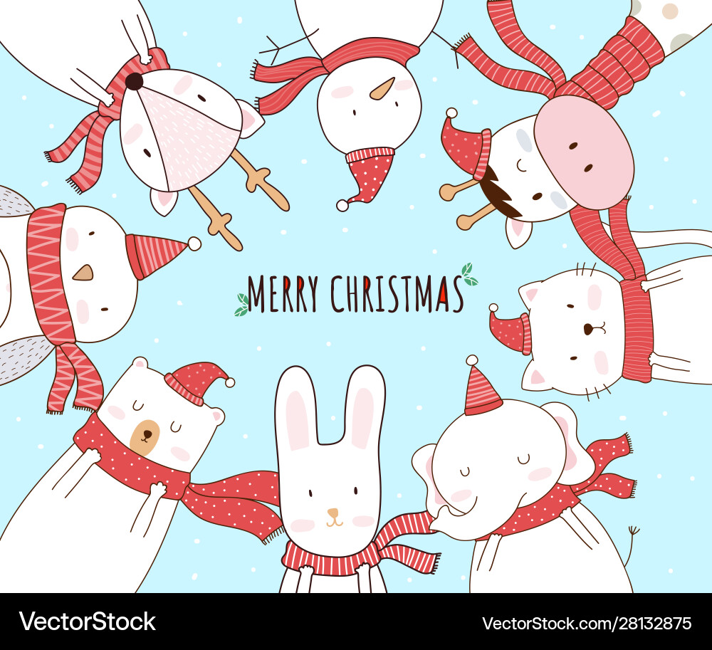 Weihnachtstier Cartoon niedlichen Charakter Weihnachtstier Cartoon niedlichen Charakter vektorbild