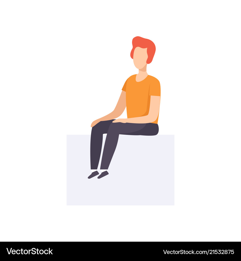 Young man sitting in casual clothes side view vector image